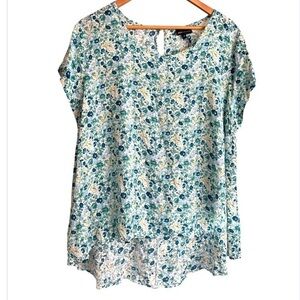 JNY floral blouse hi low rayon 1x NEW soft short sleeve jones New York